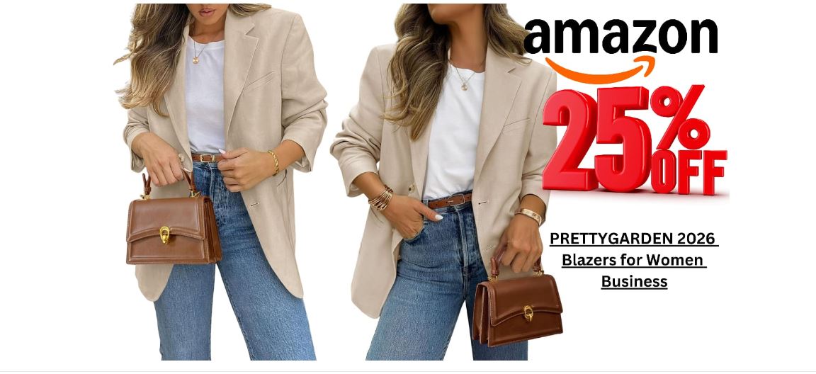 PRETTYGARDEN blazer, women’s blazer jacket, business casual blazer, office fashion women, women’s workwear 2026, lightweight blazer women, casual office outfit, women’s fashion USA