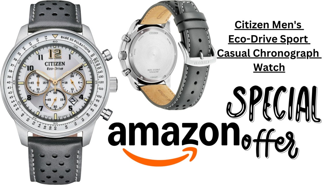 Citizen Eco-Drive Chronograph Leather Watch Silver-Tone on wrist showing silver dial and leather strap