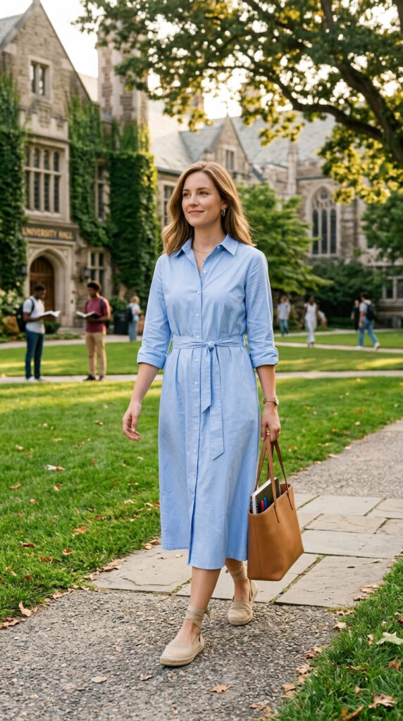 Belted Shirt Dress with Flats