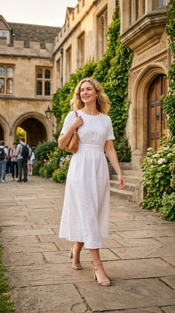 Classic White Midi Dress