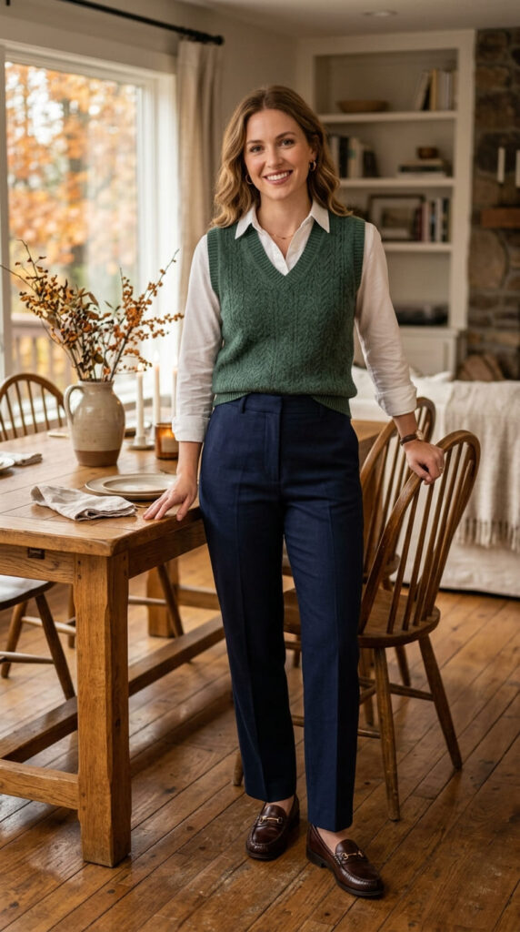 Collared Shirt with Sweater Vest