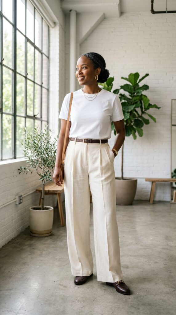 Elevated White Tee with Tailored Trousers