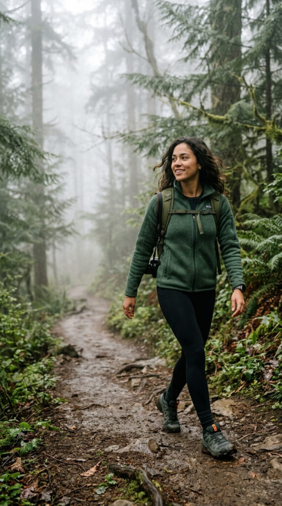 Fleece Zip-Up With Leggings and Waterproof Sneakers