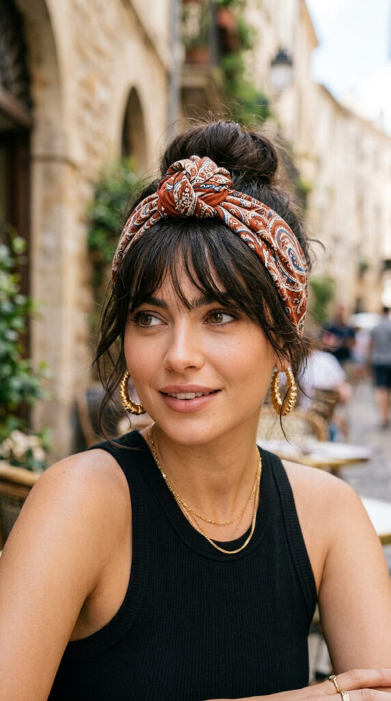 Front Knot Bandana with Bangs Out