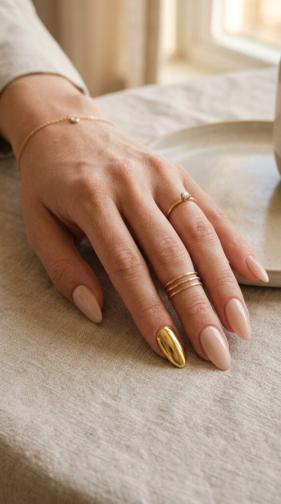 Metallic Gold Accent Nails