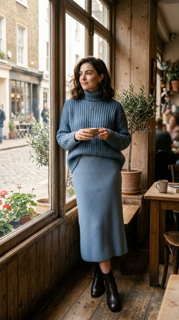 Monochrome Knit And Skirt