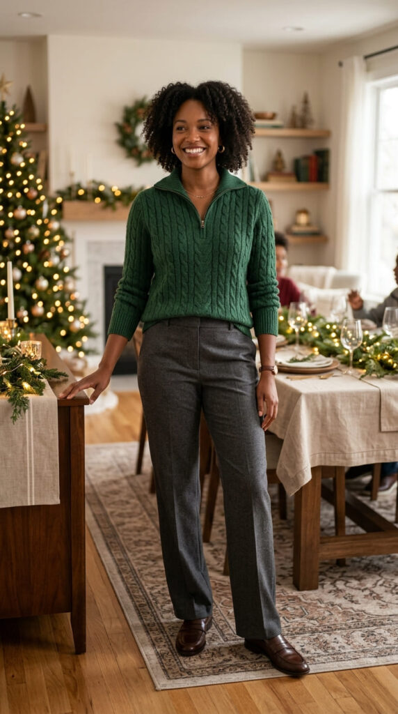 Quarter Zip Sweater with Slacks