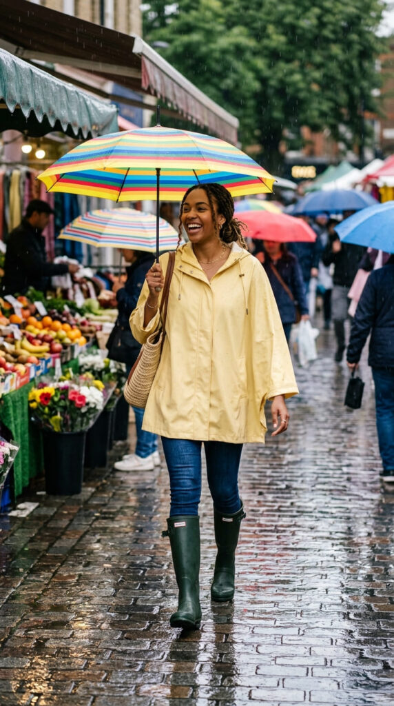 Rain Poncho With Skinny Jeans and Tall Wellies