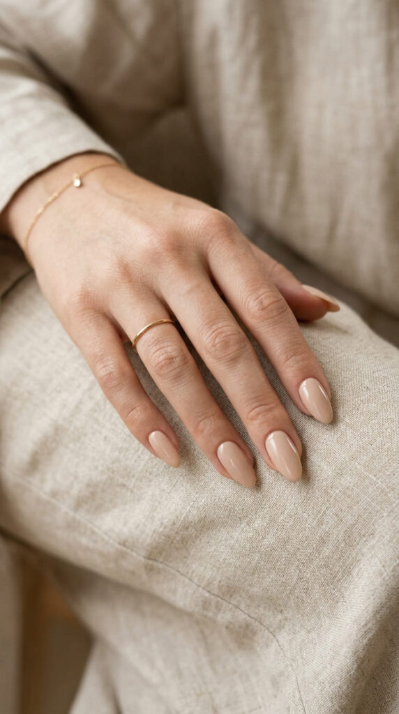 Soft Nude Almond Nails