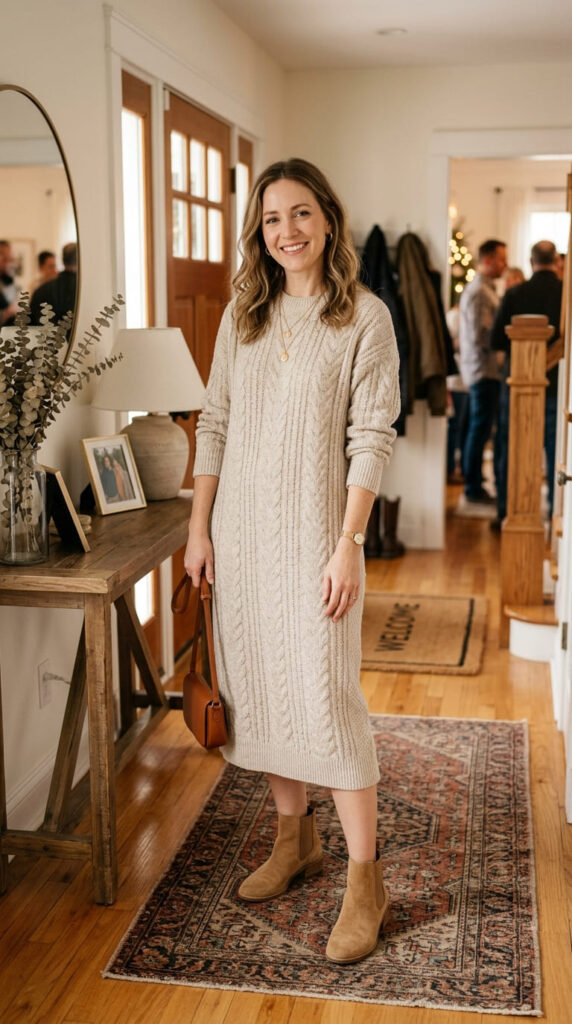Sweater Dress with Ankle Boots