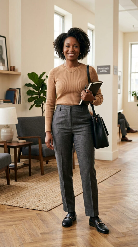Sweater With Tailored Slacks For Interview