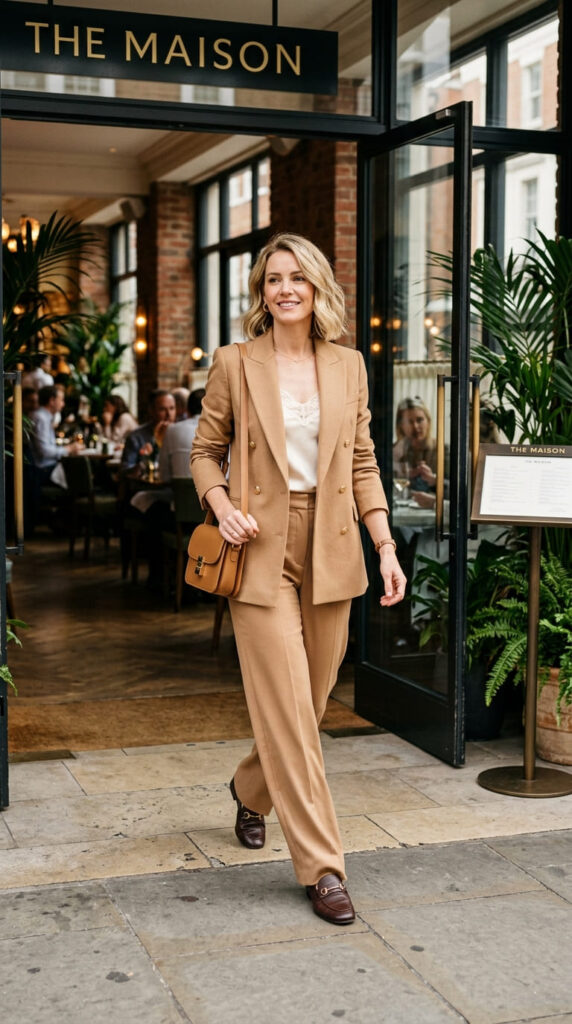 Tailored Blazer with Wide Leg Trousers