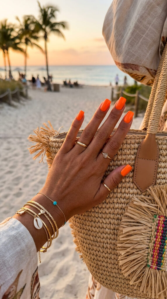  Tropical Orange Nails