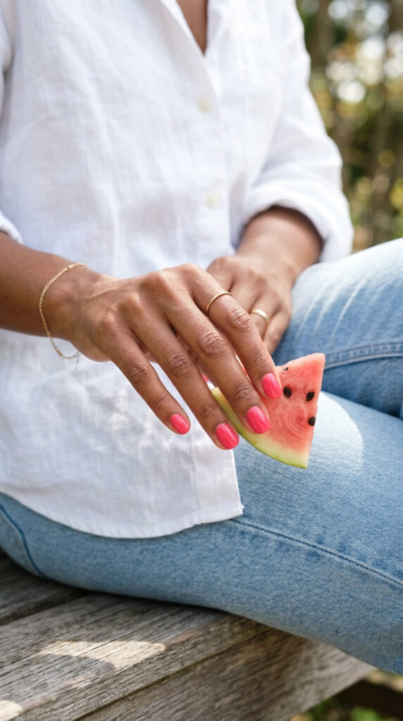 Watermelon Pink Nails