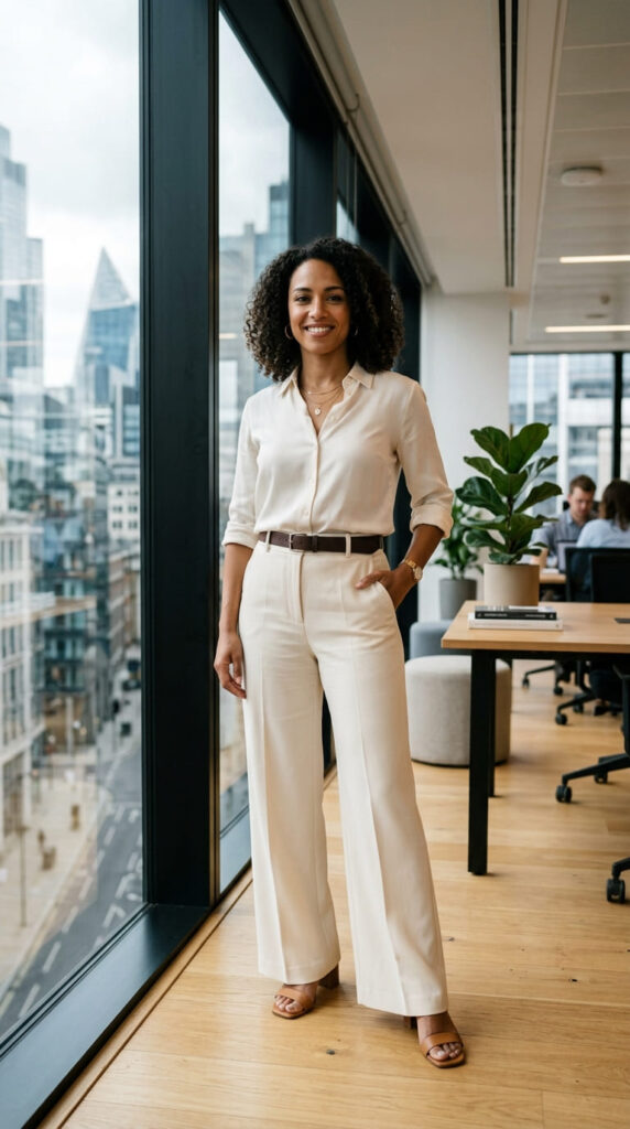 Wide-Leg Trousers With a Fitted Blouse For Interview
